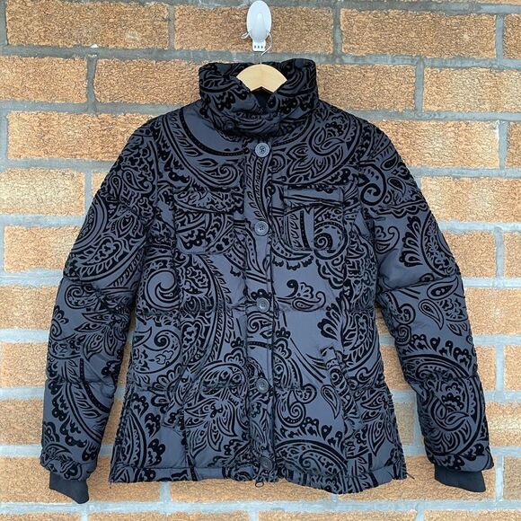 Desigual Medianoche Flocked Velvet Puffer Jacket small - Picture 1 of 17